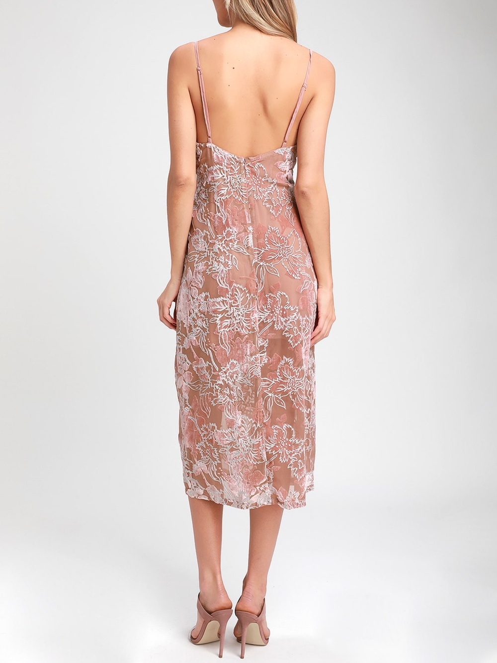 Lulu’s Katrin Mauve Velvet Burnout Floral Print MIDI Dress - Picture 3 of 15
